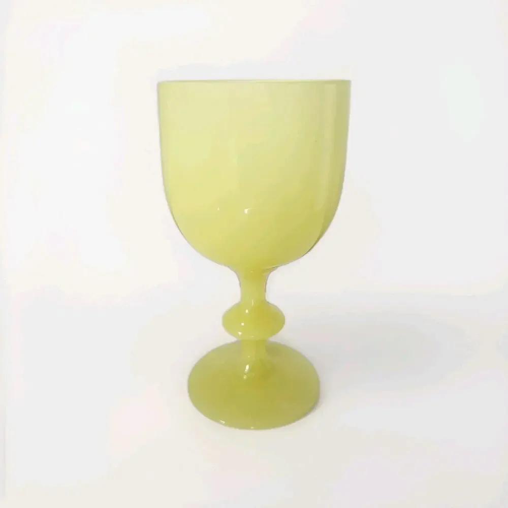 Portieux Vallerysthal Lot of 7 Canary Yellow Opaline Uranium Glasses 30's Read - Picture 3 of 11